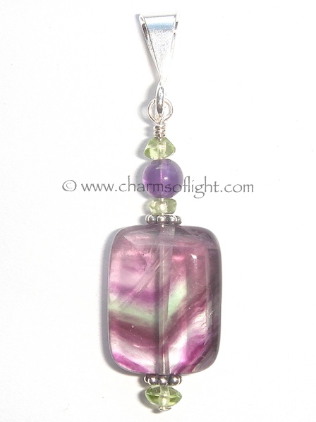 Fluorite, Peridot & Amethyst Pendant